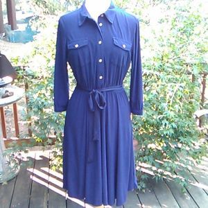 My Collection Dark Navy Shirtwaist Dress